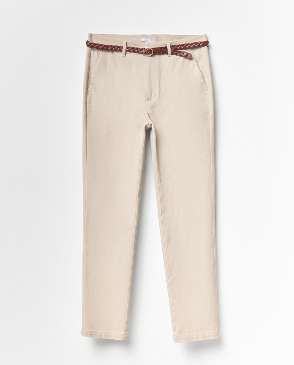 Calças chino com cinto Pedra-5