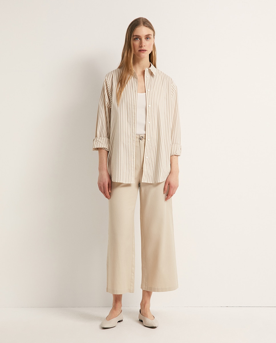 Imagem 0 de Calças Tipo Culotte de Linho