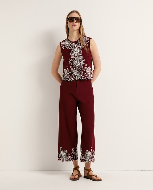 Imagen 0 de Pantalón lino bordado