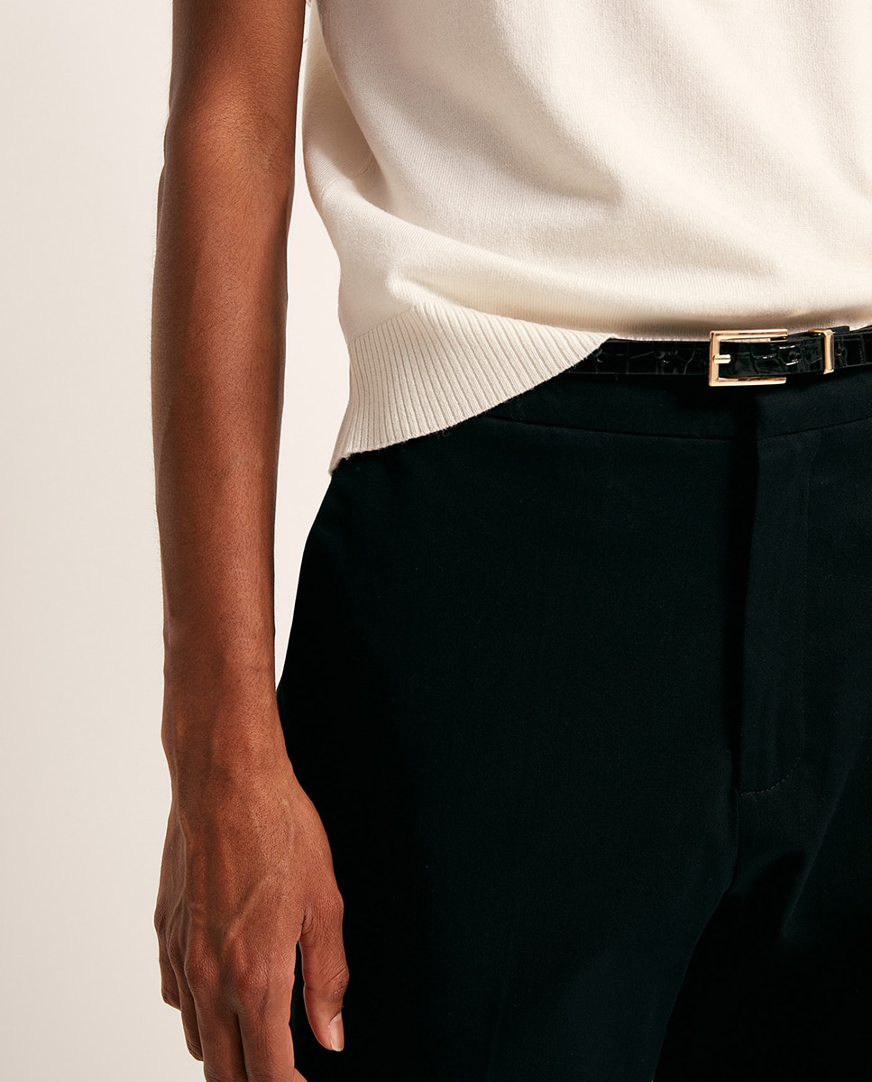 Pantalon satén cinturón - Sfera - Negro Negro-5