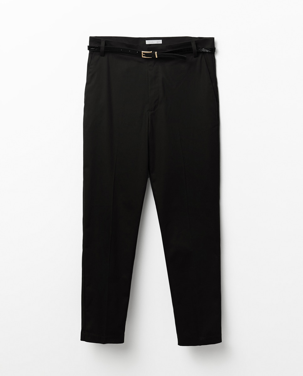 Pantalon satén cinturón - Sfera - Negro Negro-6