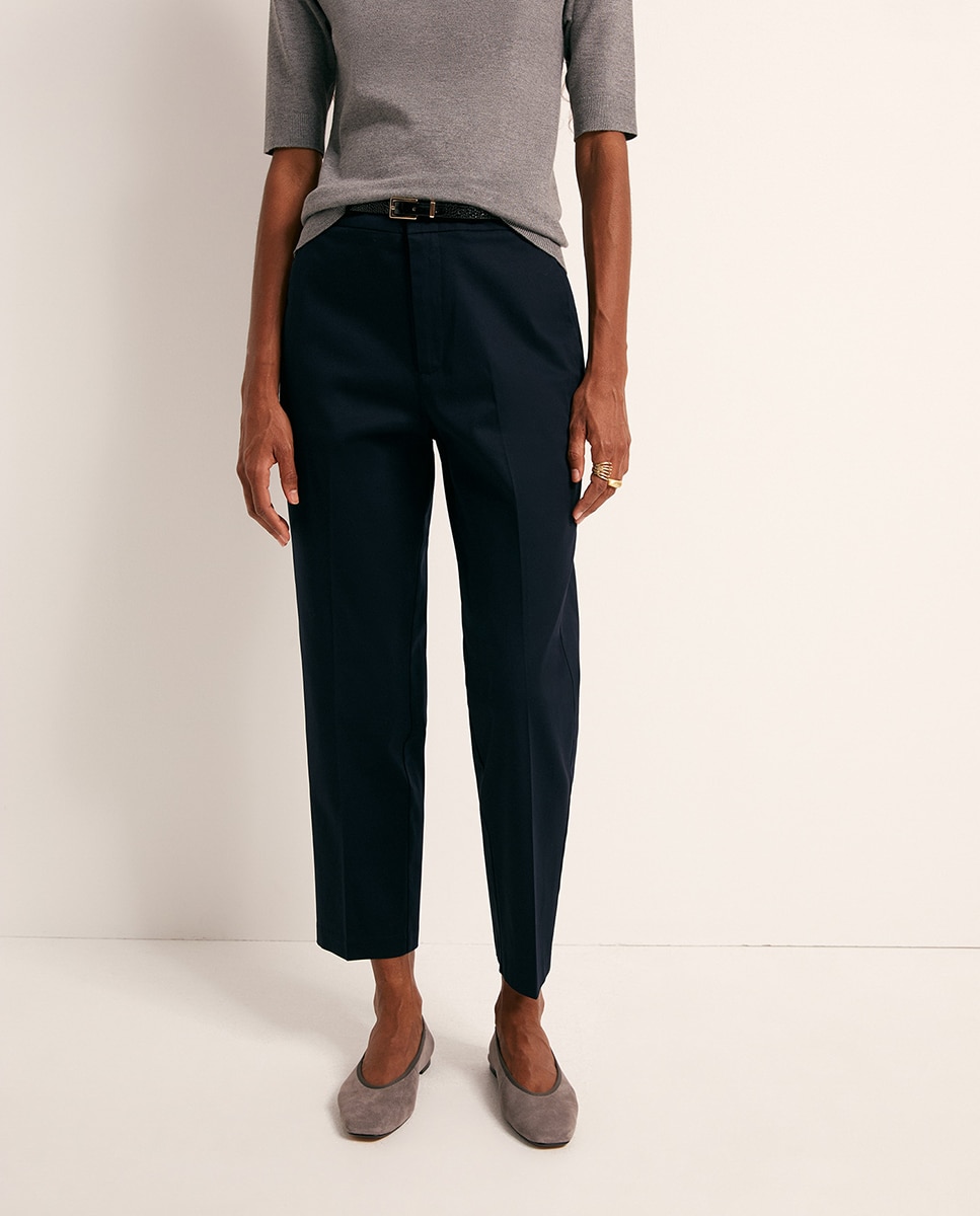 Pantalon satén cinturón - Sfera - Azul marino Azul marino-2