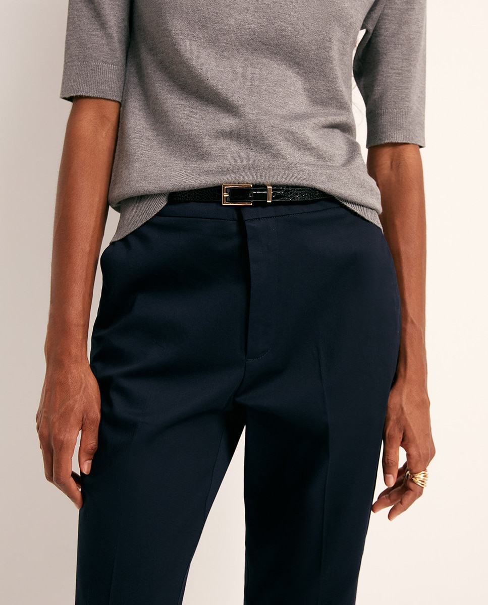 Pantalon satén cinturón - Sfera - Azul marino Azul marino-3