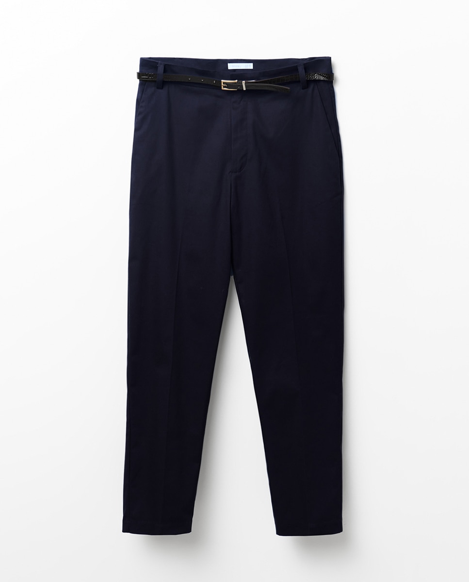 Pantalon satén cinturón - Sfera - Azul marino Azul marino-6