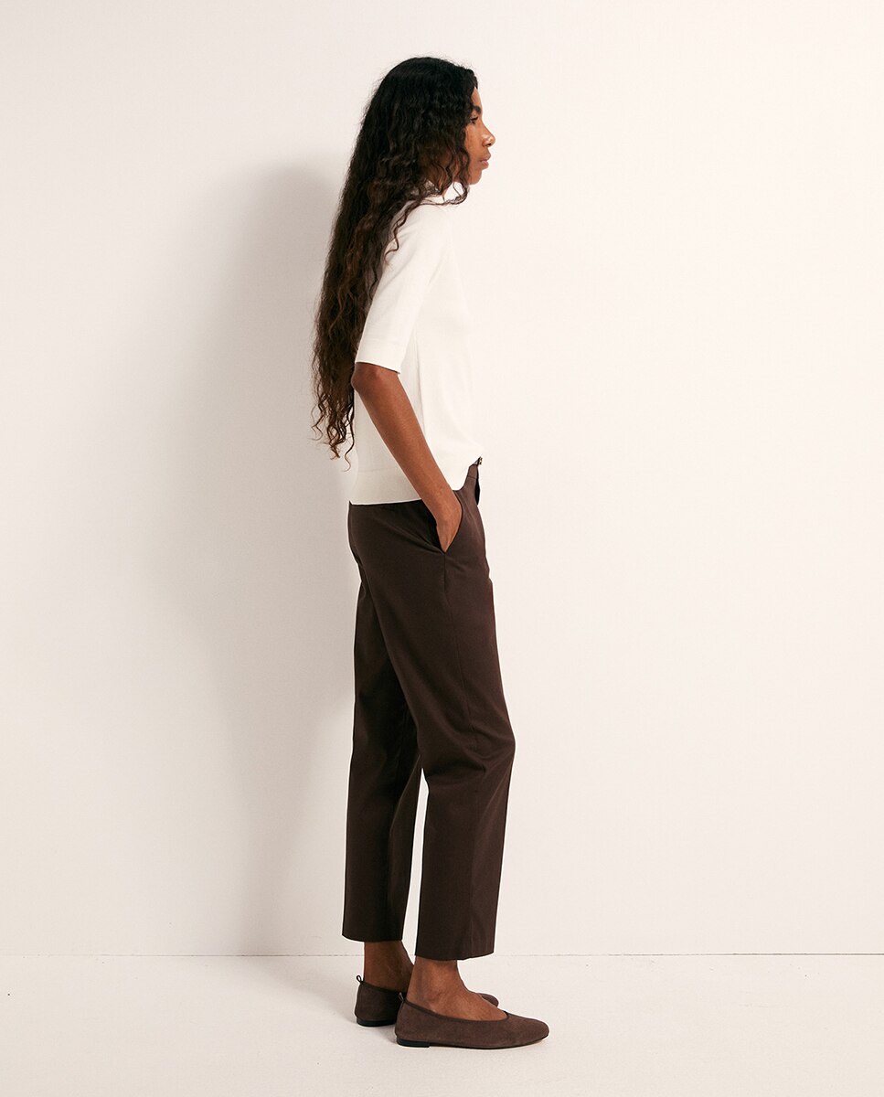Pantalon satén cinturón - Sfera - Chocolate Chocolate-4