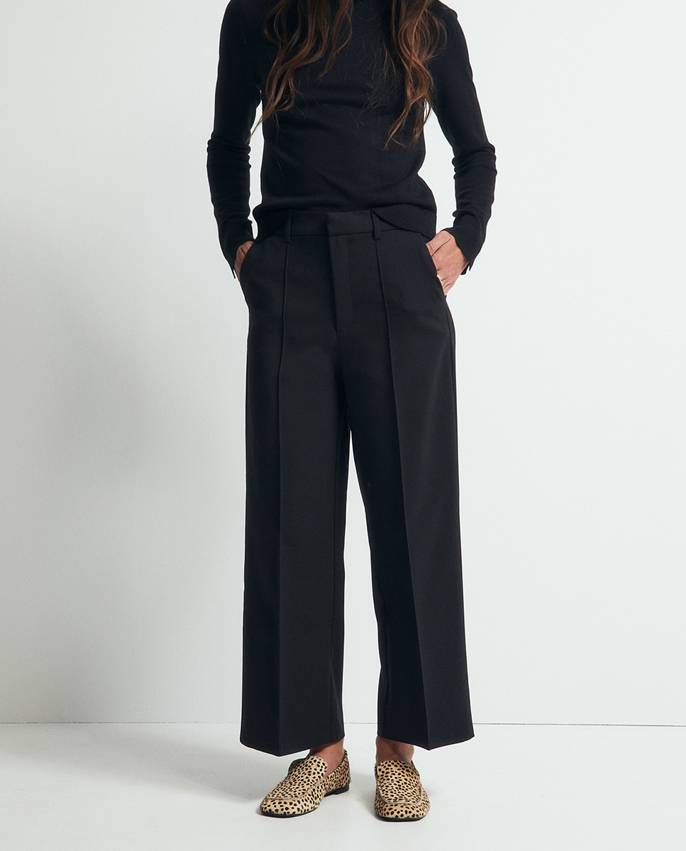 Calças Culotte Lisas Preto-2