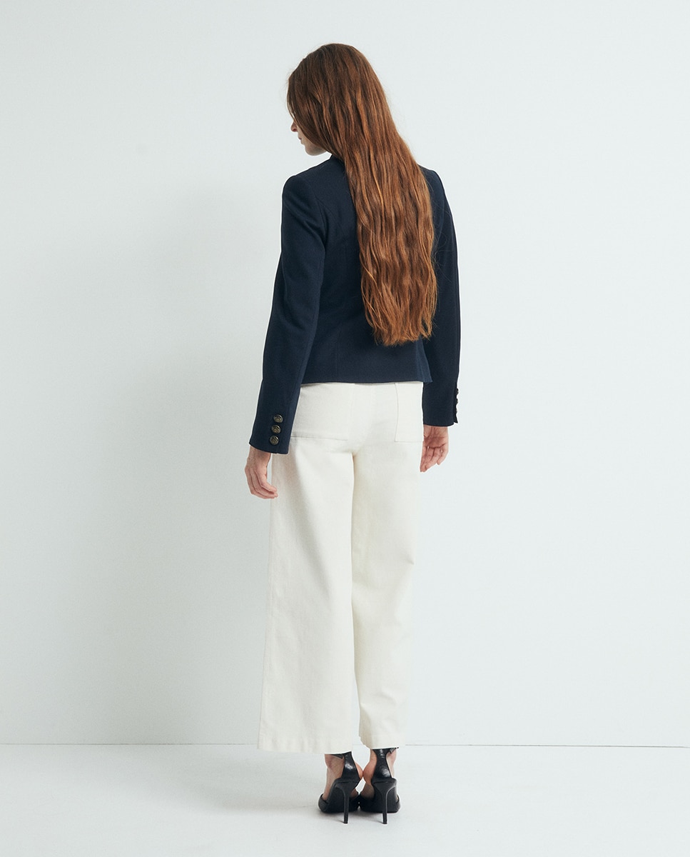 Calças Culotte de Bombazina Branco-marfim-4