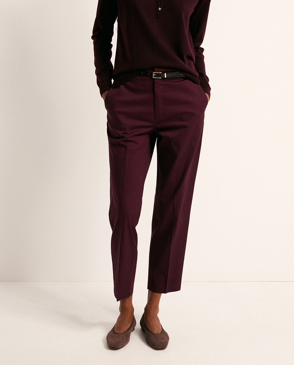 Pantalon satén cinturón - Sfera - Burdeos Burdeos-2