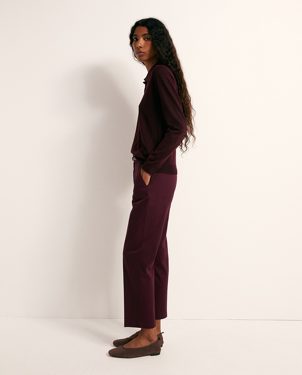 Pantalon satén cinturón - Sfera - Burdeos Burdeos-3