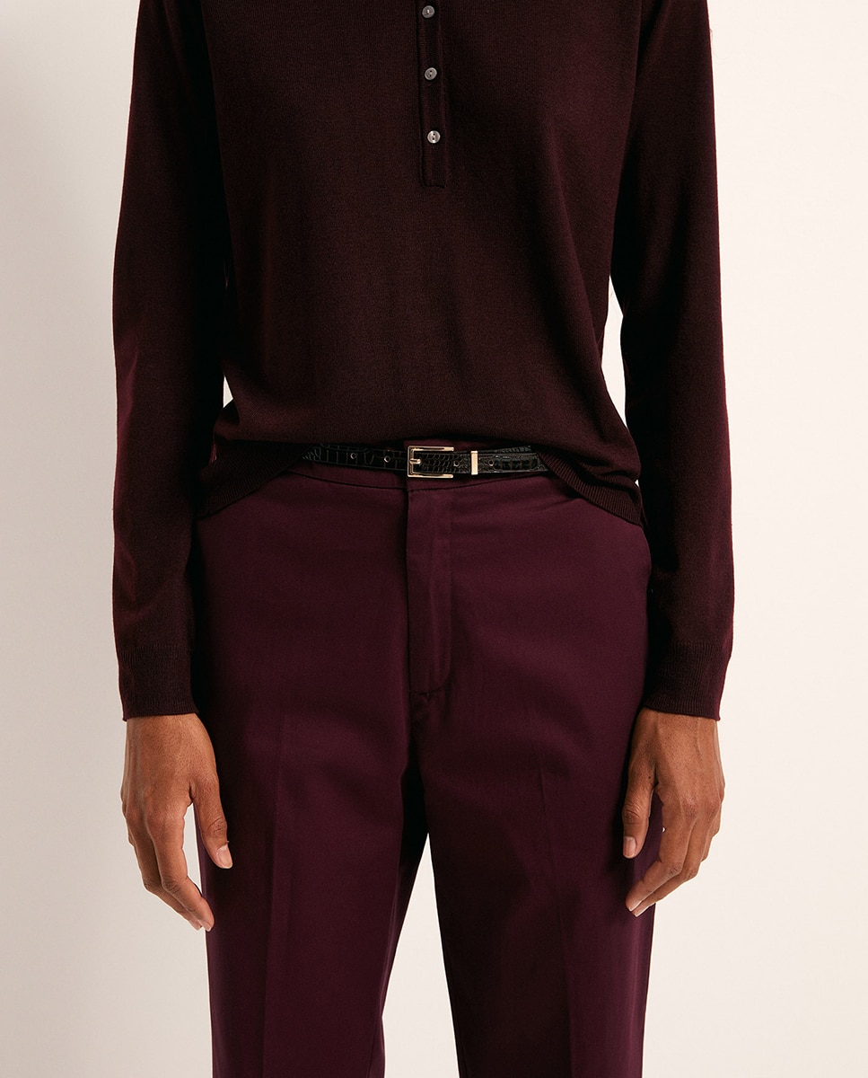 Pantalon satén cinturón - Sfera - Burdeos Burdeos-4