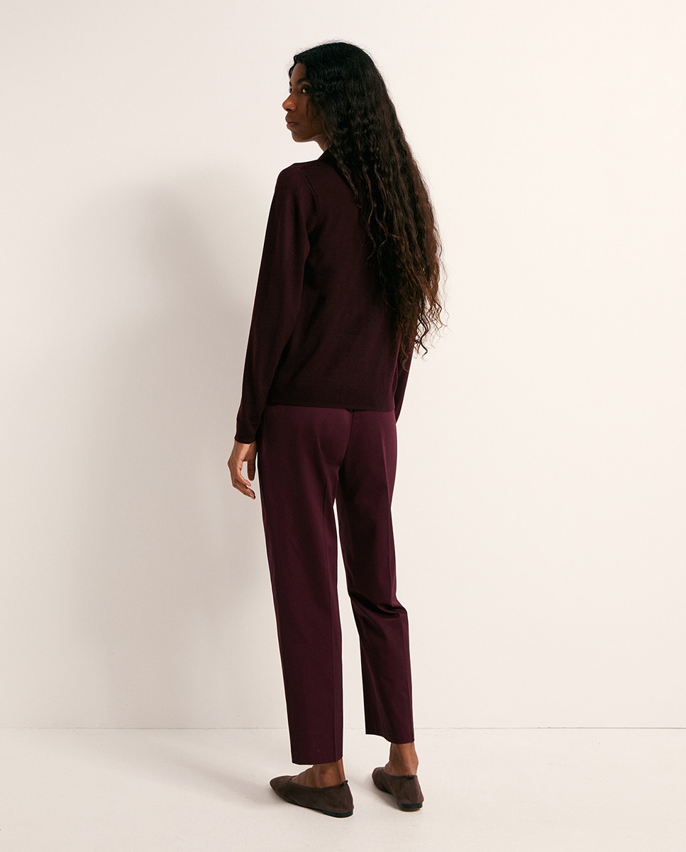 Pantalon satén cinturón - Sfera - Burdeos Burdeos-5