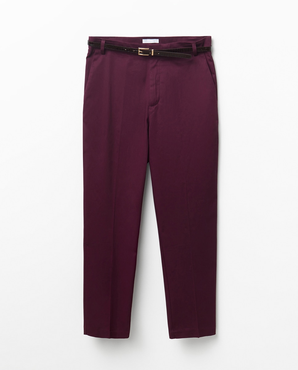 Pantalon satén cinturón - Sfera - Burdeos Burdeos-6