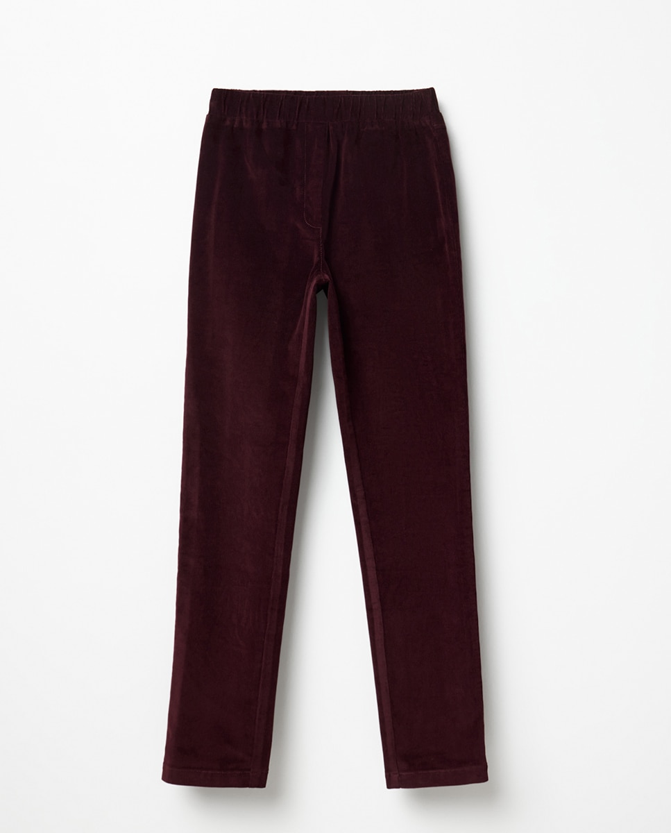 Leggings em Bombazina Fina Bordeaux-5
