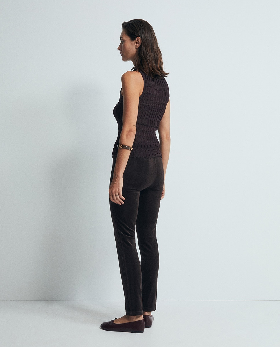 Leggings em Bombazina Fina Castanho-4