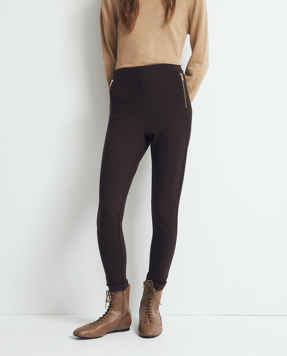 Leggings com Fechos de Correr Chocolate-2
