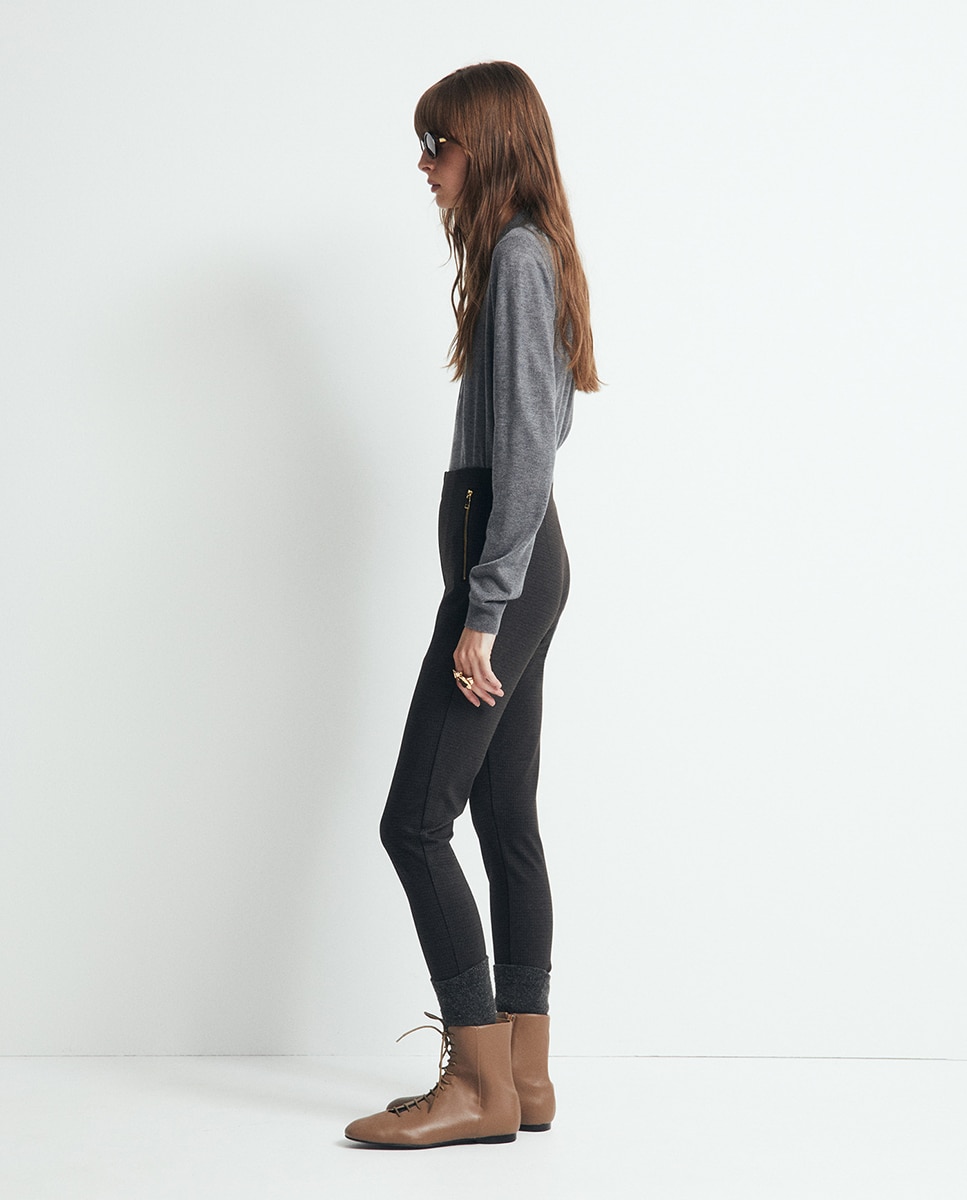 Leggings com Fechos de Correr Castanho-3