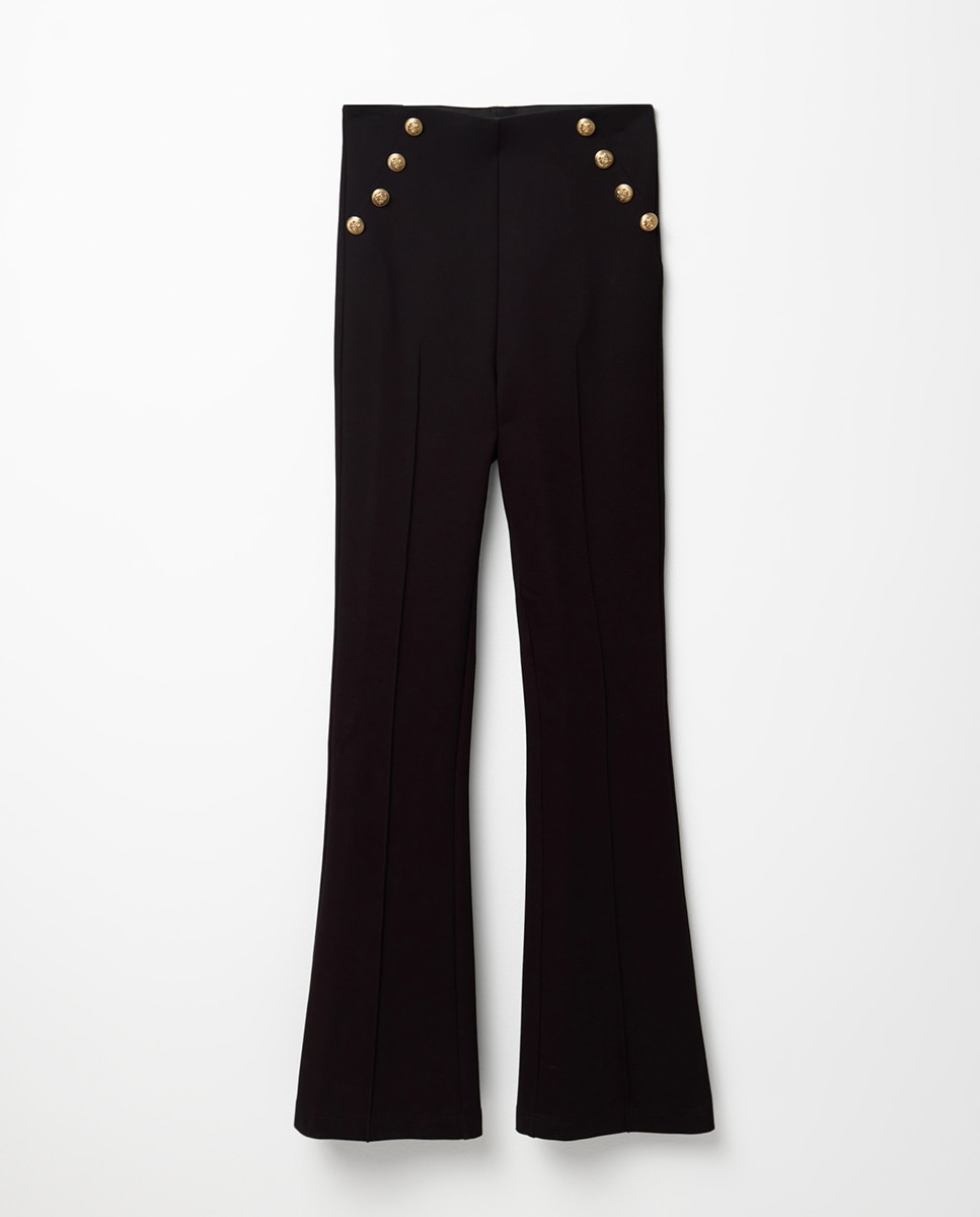 Imagem 0 de Leggings à Boca de Sino com Botões