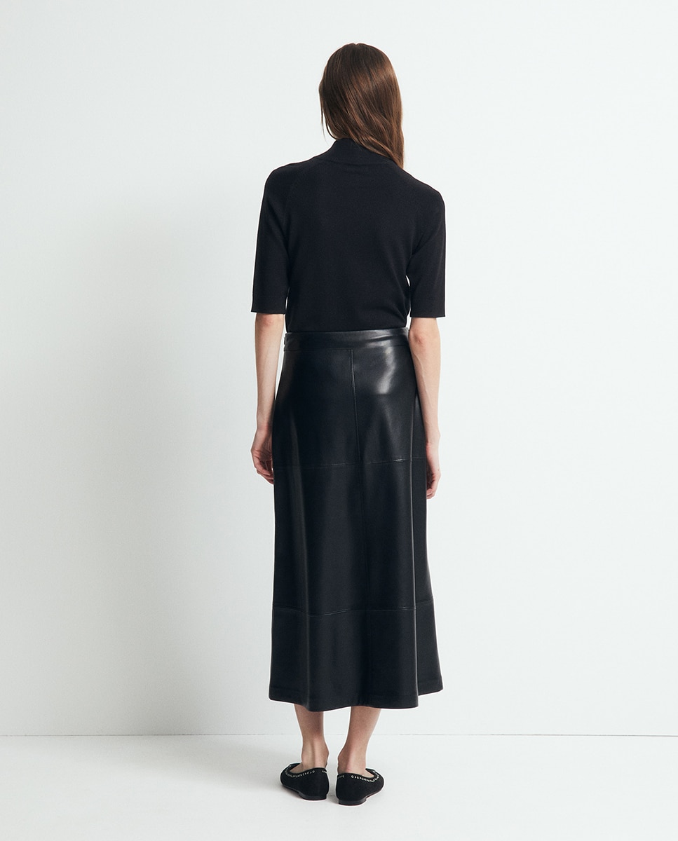 Falda cinturón efecto piel - Sfera - Negro Negro-4