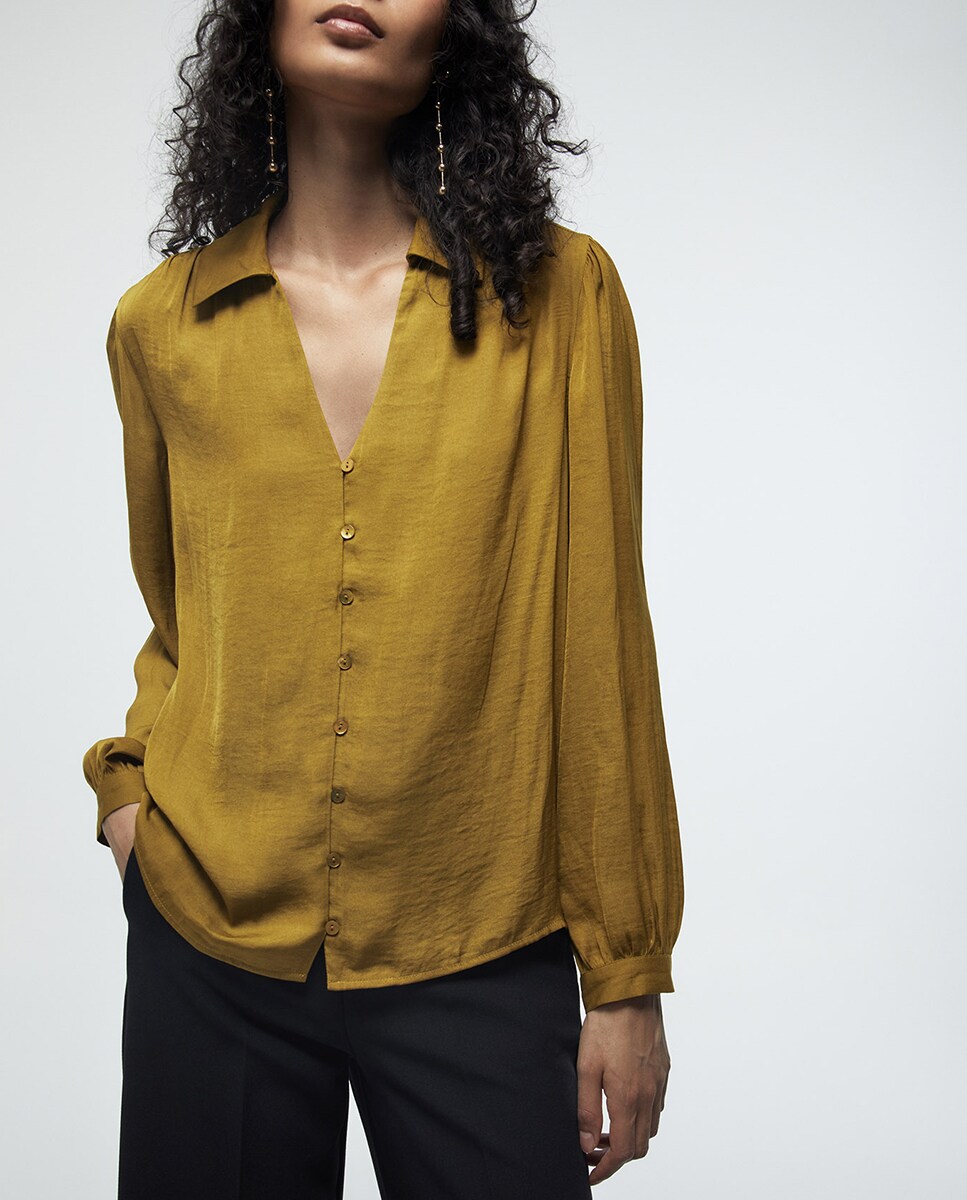 Blusa com Botões Verde Azeitona-2