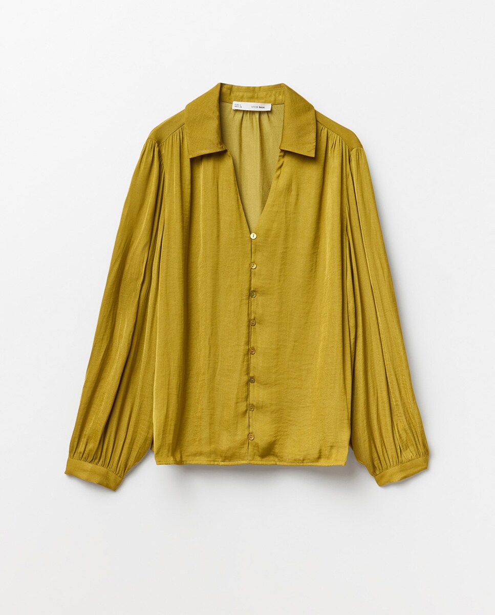 Blusa com Botões Verde Azeitona-5