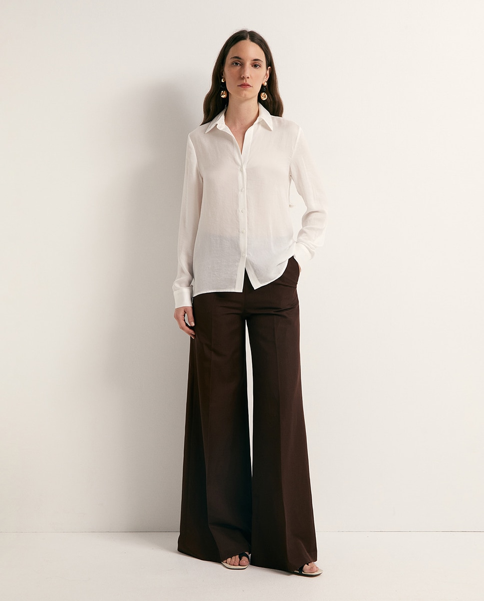 Camisa Lisa Acetinada Branco-2