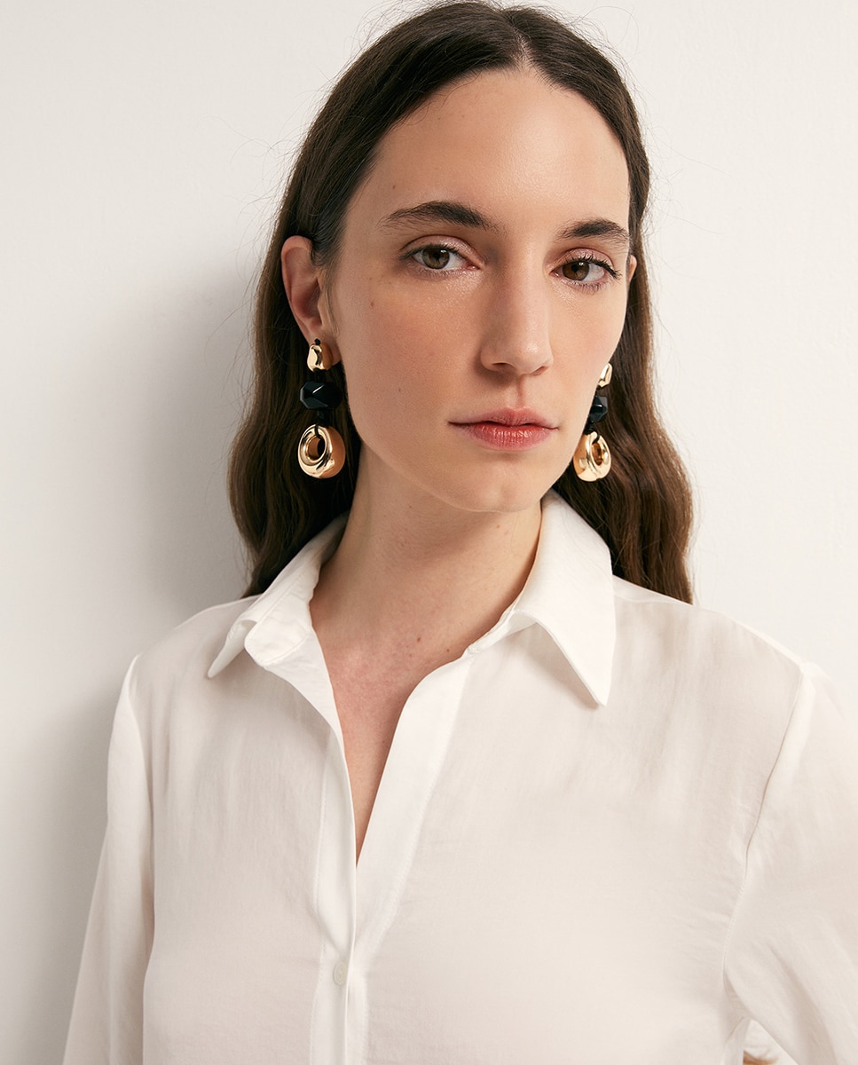 Camisa Lisa Acetinada Branco-3