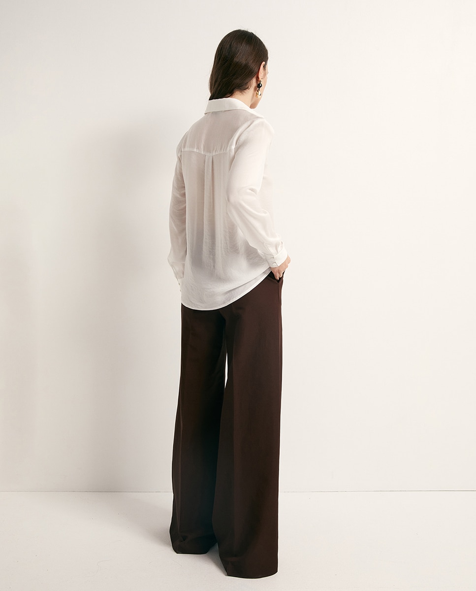 Camisa Lisa Acetinada Branco-4
