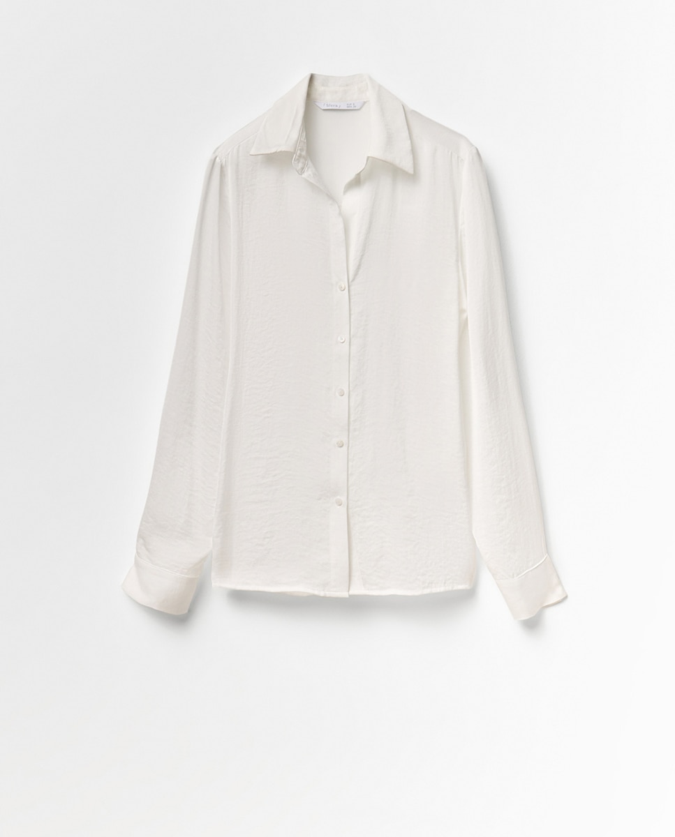 Camisa Lisa Acetinada Branco-5