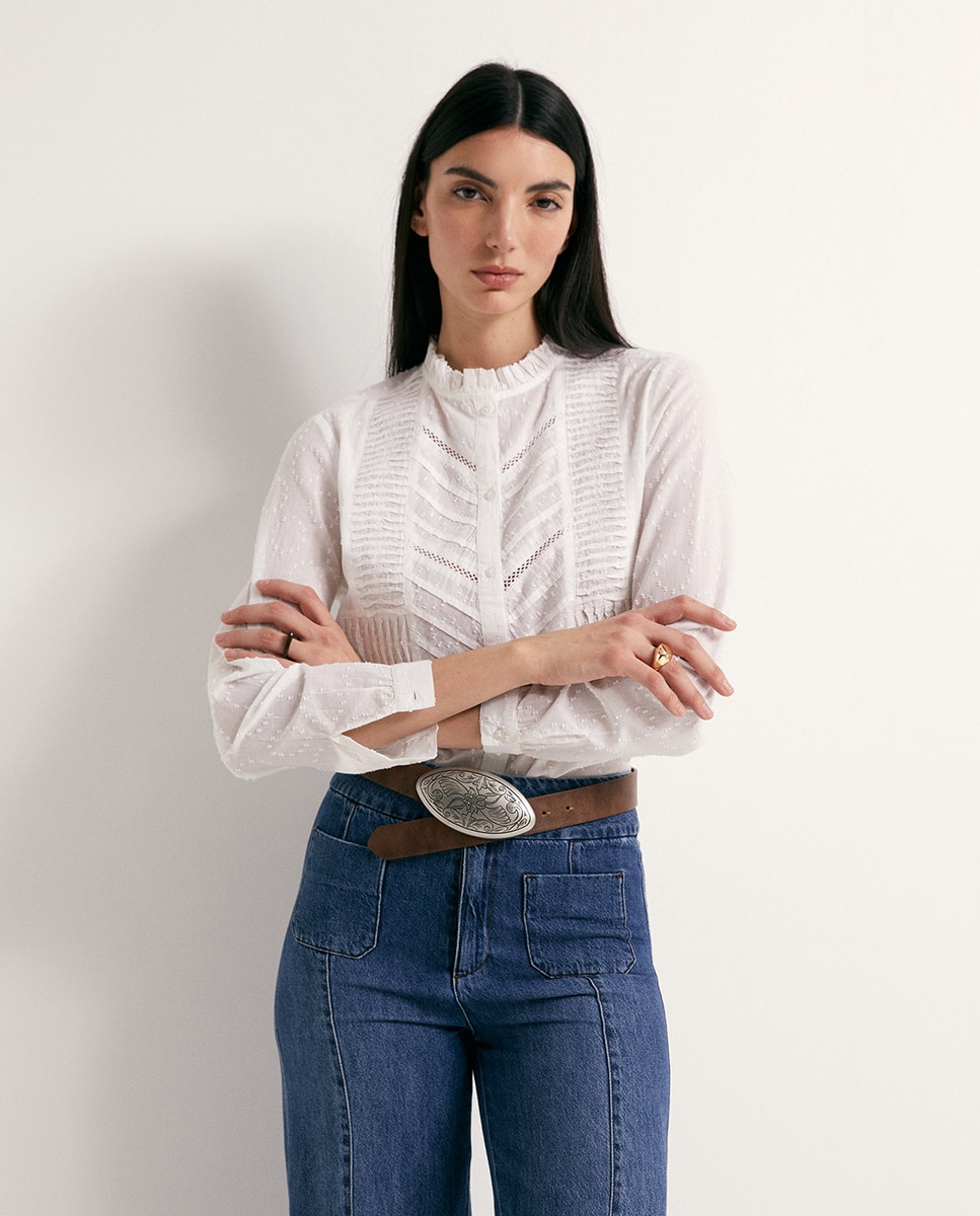 Sfera - Camisa plumeti puntilla.