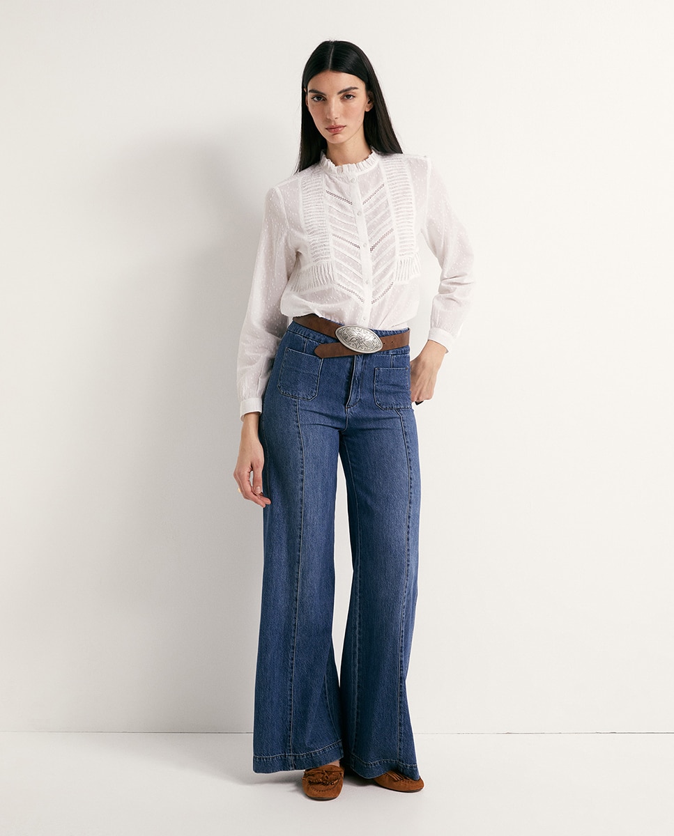 Camisa de Plumetti com Renda Branco-2