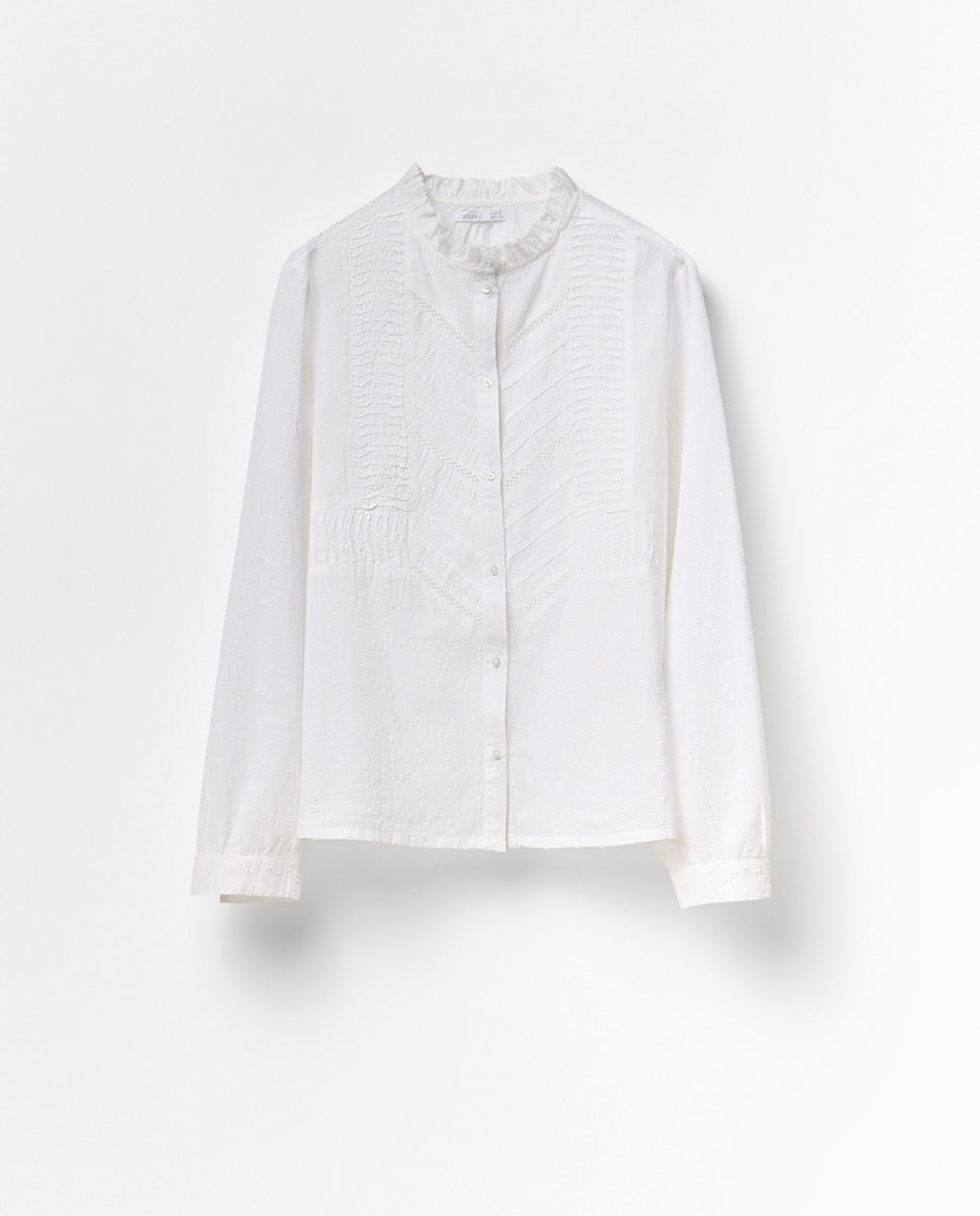 Camisa de Plumetti com Renda Branco-5
