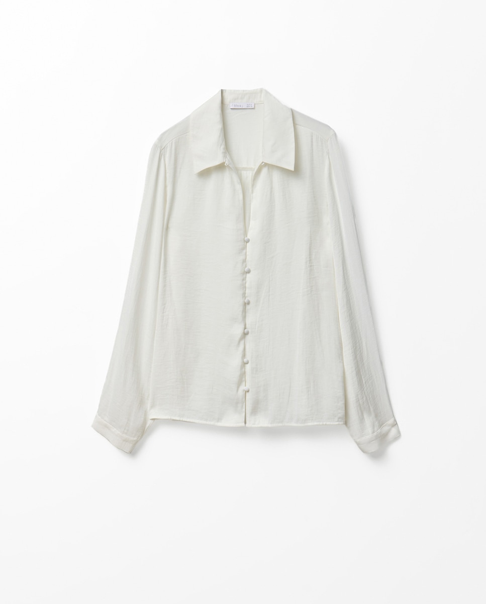 Blusa com Gola com Botões Branco-6