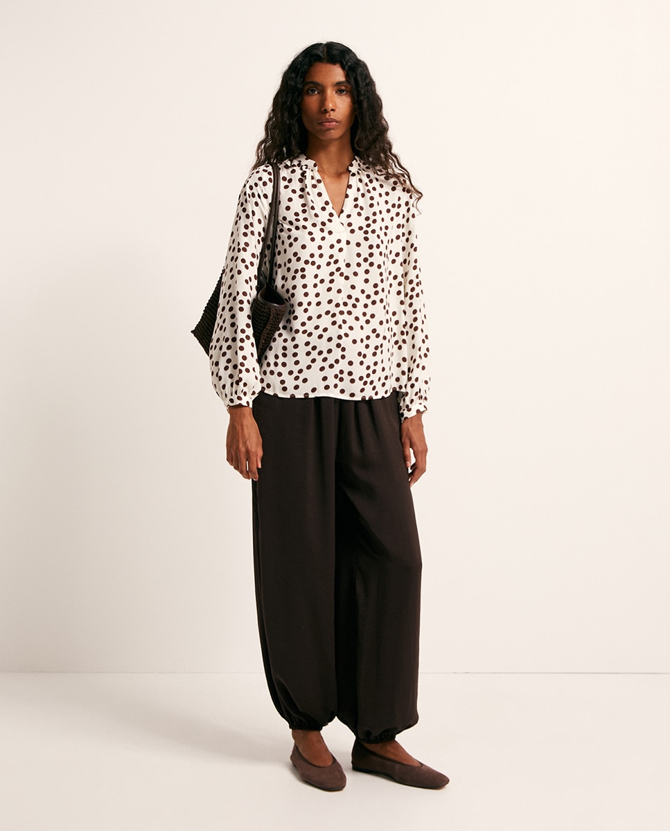 Blusa fluida estampada Chocolate-2