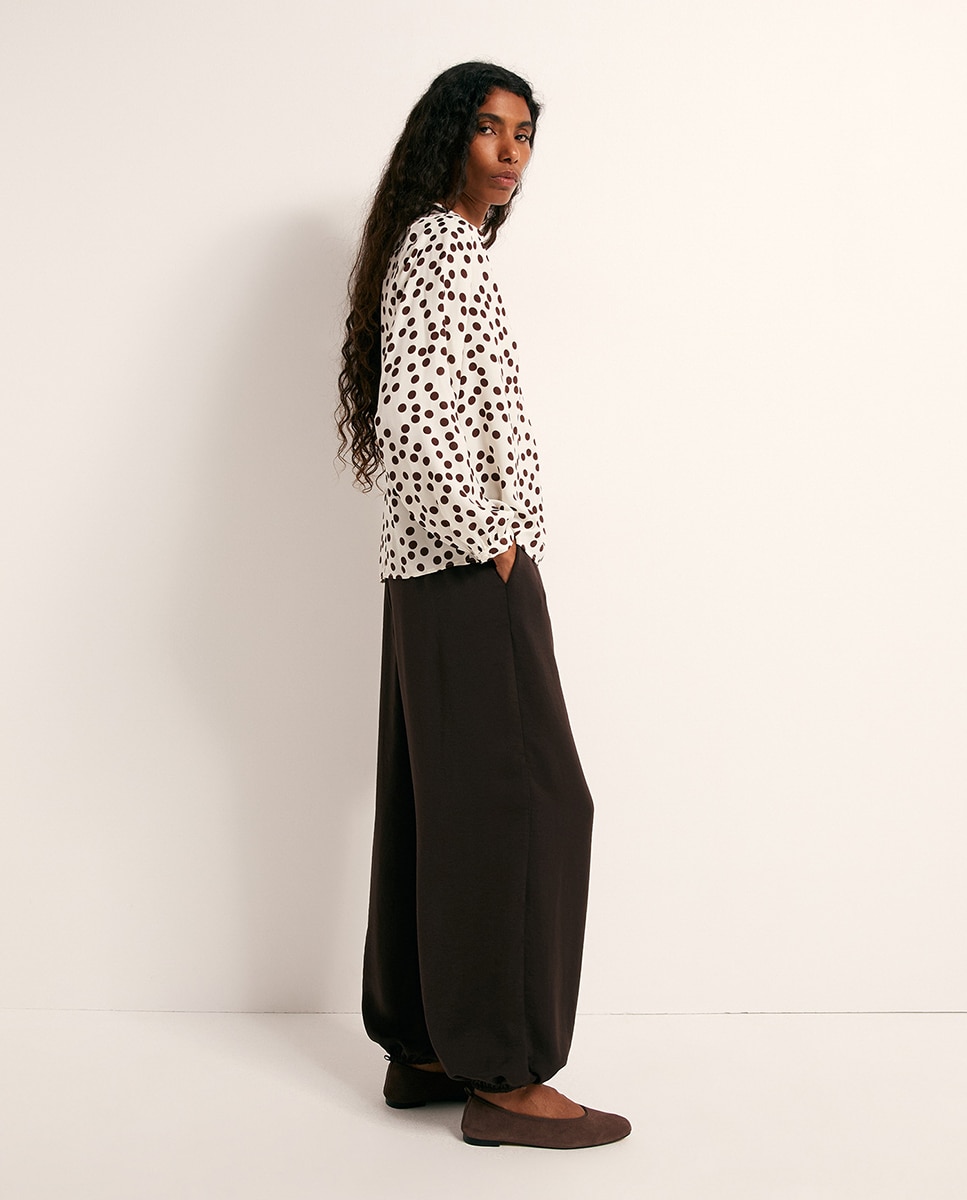 Blusa fluida estampada Chocolate-4