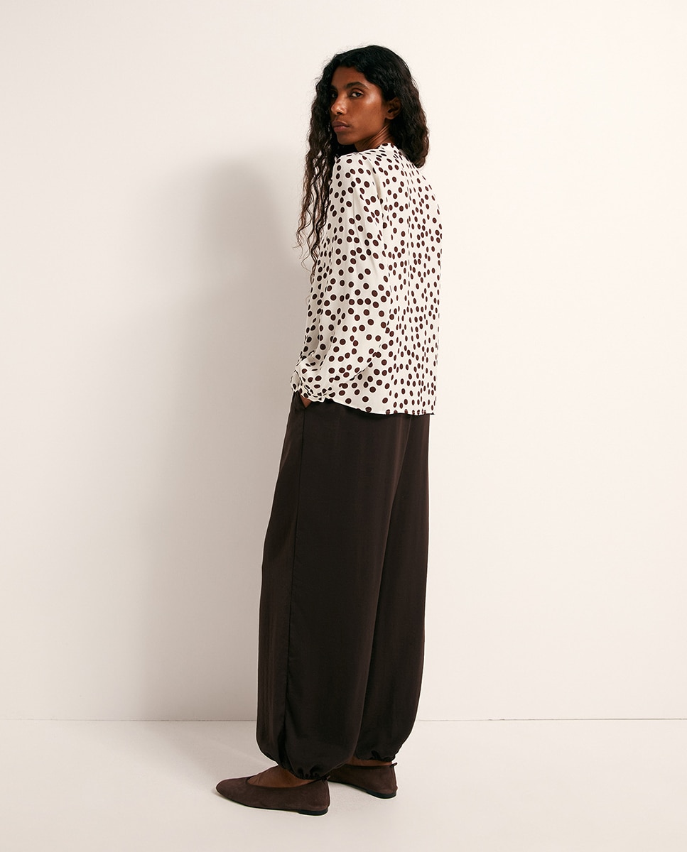 Blusa fluida estampada Chocolate-5