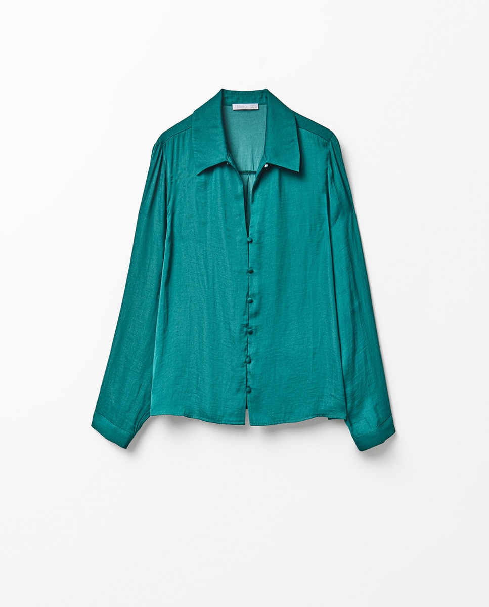 Blusa com Gola com Botões 530 Verde Escuro-6