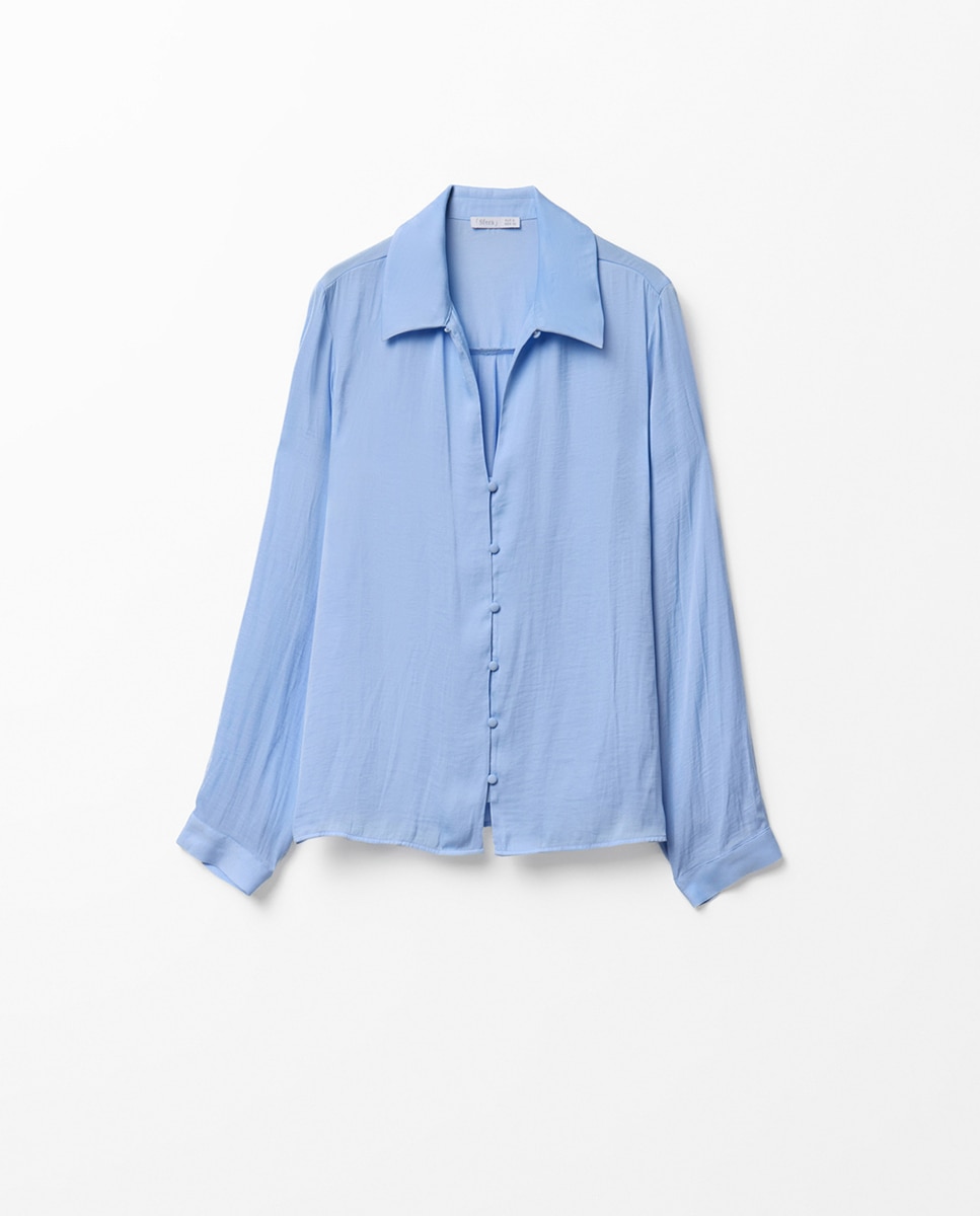 Blusa com Gola com Botões 410 Azul Claro-6