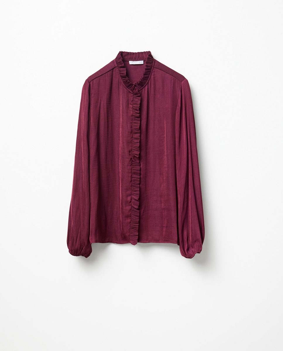 Blusa volante fruncido - Sfera - Burdeos Burdeos-5