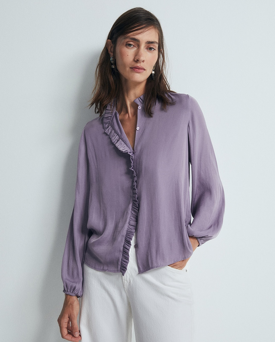 Blusa volante fruncido - Sfera - 282 Malva 282 Malva-1