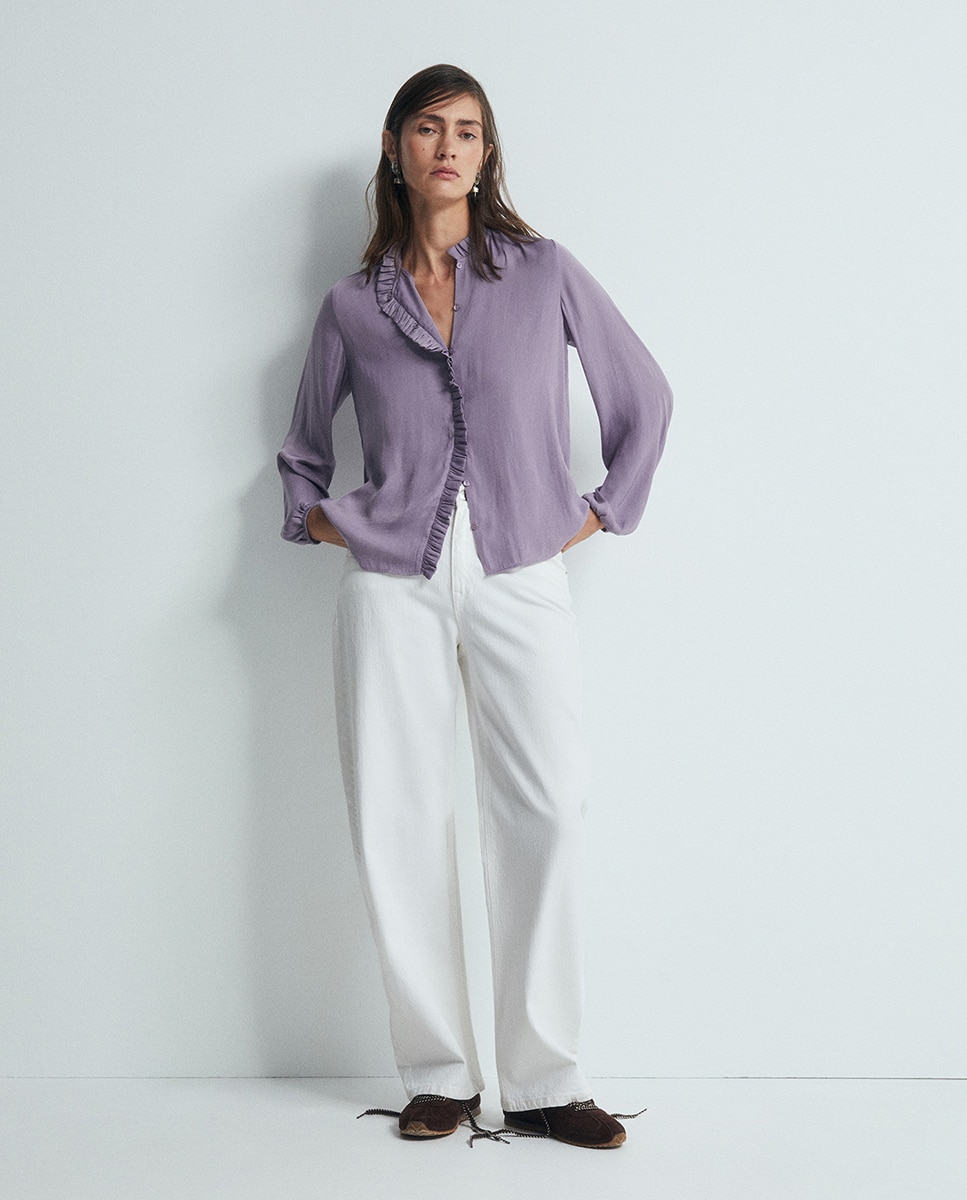 Blusa volante fruncido - Sfera - 282 Malva 282 Malva-2