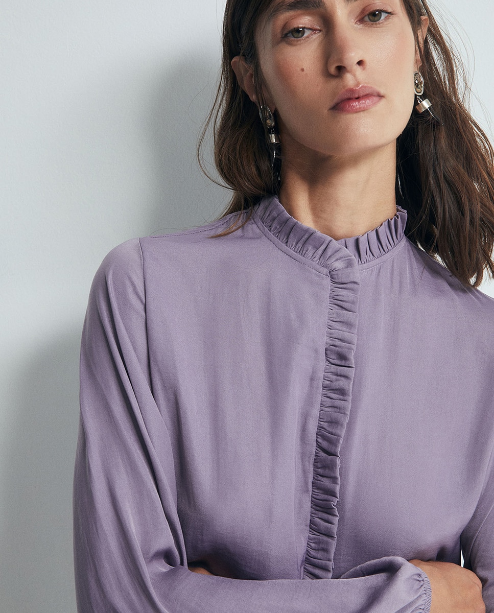 Blusa volante fruncido - Sfera - 282 Malva 282 Malva-3