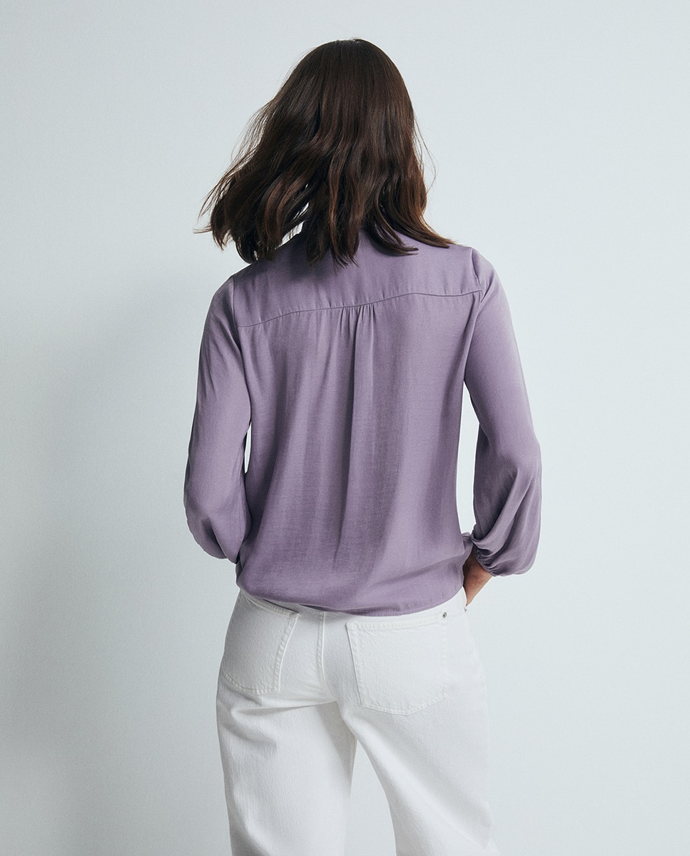 Blusa volante fruncido - Sfera - 282 Malva 282 Malva-4