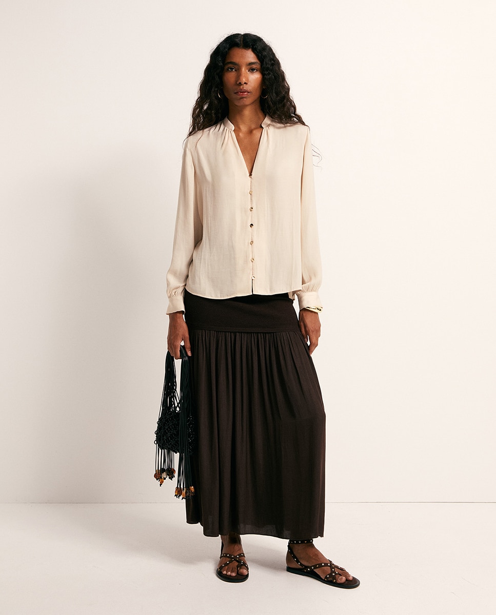 Blusa fluida - Sfera - Beige Beige-2