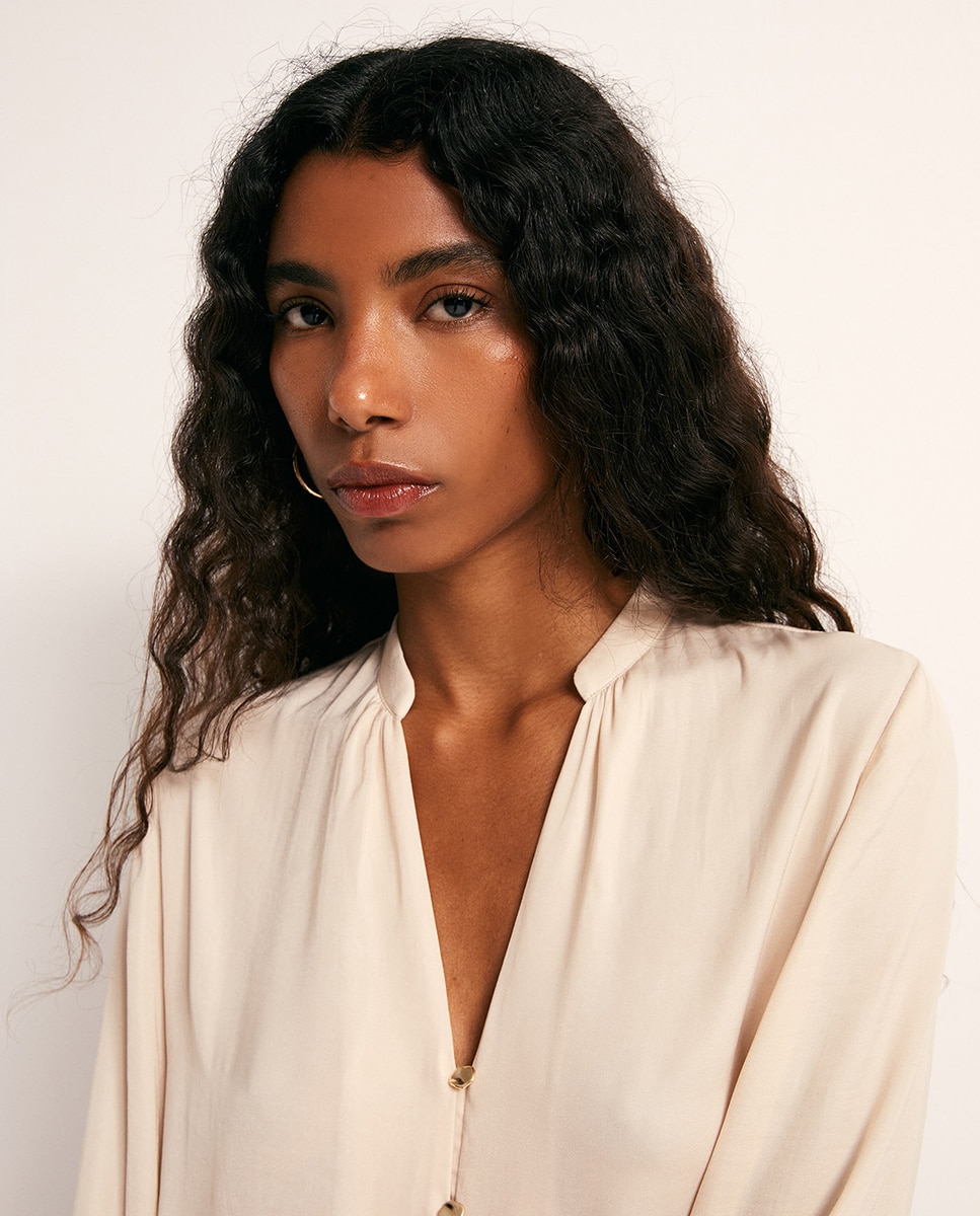 Blusa fluida - Sfera - Beige Beige-3