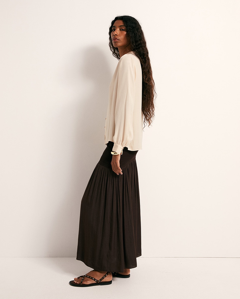 Blusa fluida - Sfera - Beige Beige-4
