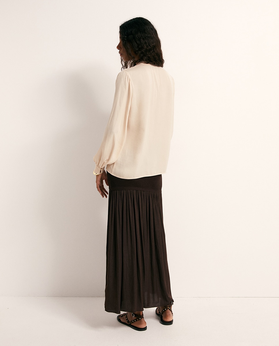 Blusa fluida - Sfera - Beige Beige-5