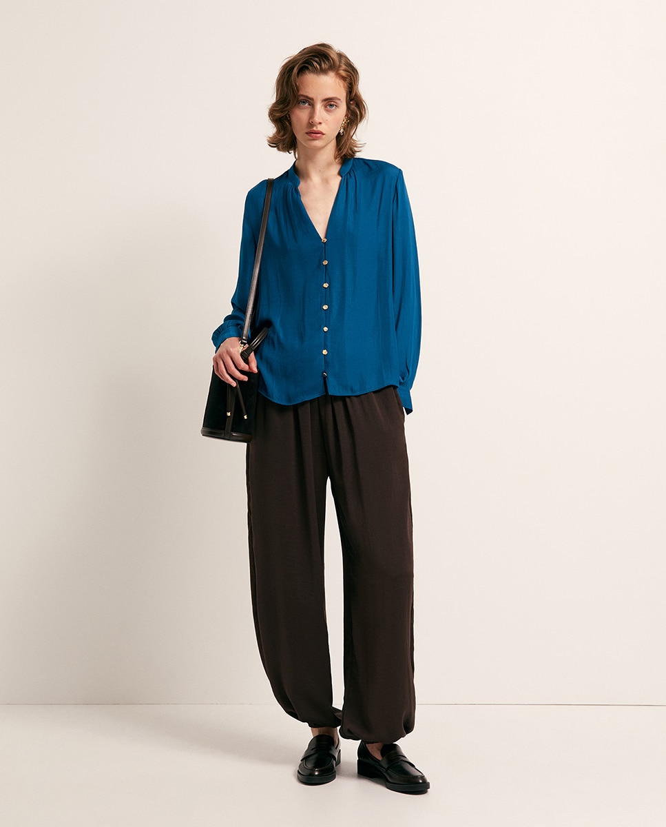 Blusa fluida - Sfera - 430 Azul oscuro 430 Azul oscuro-2