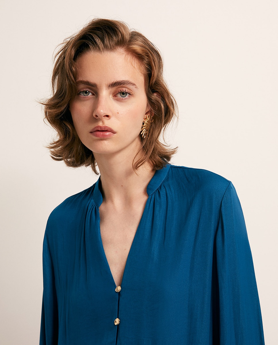 Blusa fluida - Sfera - 430 Azul oscuro 430 Azul oscuro-3