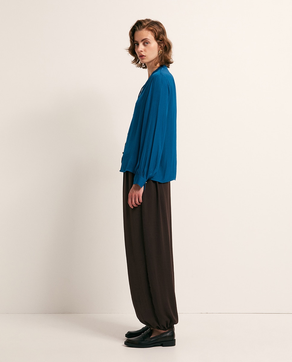 Blusa fluida - Sfera - 430 Azul oscuro 430 Azul oscuro-4