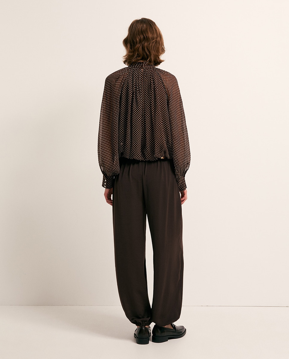Blusa às Bolinhas Ensacada Chocolate-5